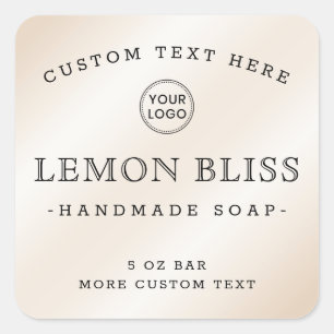 Light ivory satin custom logo square product label