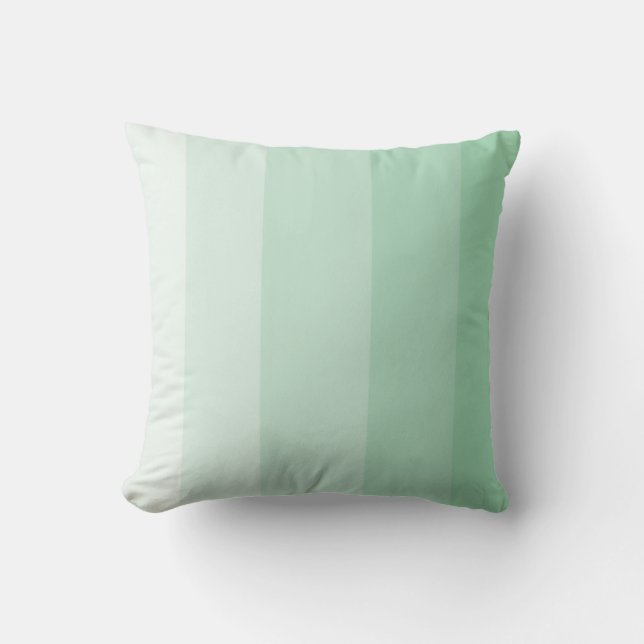 Light Jade Green Ombre Stripe Throw Pillow (Front)