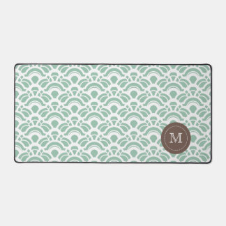 Light Jade Pattern Monogram Desk Mat