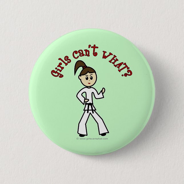 Light Karate Girl 2 Inch Round Button (Front)