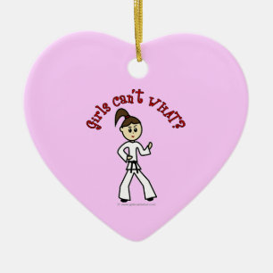 Light Karate Girl Ceramic Ornament