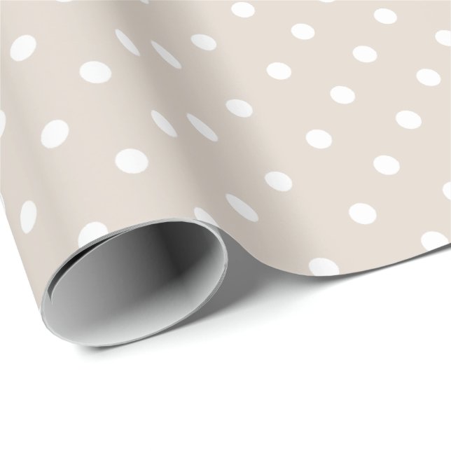 Light Khaki | White Polka Dot Wrapping Paper (Roll Corner)