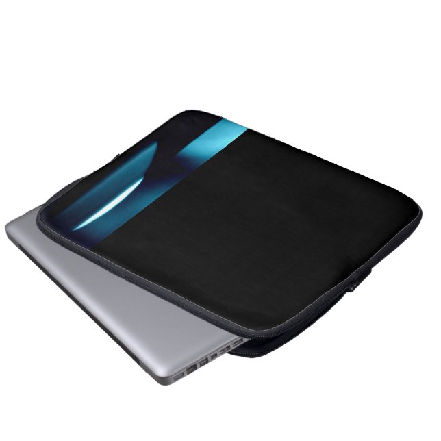 Light l Modern Black-Blue-White Abstract Laptop Sleeve (Front Bottom)