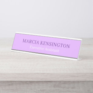 Light Lavender Lilac Modern Professional Desk Name Plate