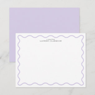 Light Lavender Modern Wavy Border Note card