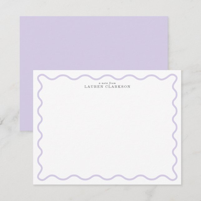 Light Lavender Modern Wavy Border Note card (Front/Back)
