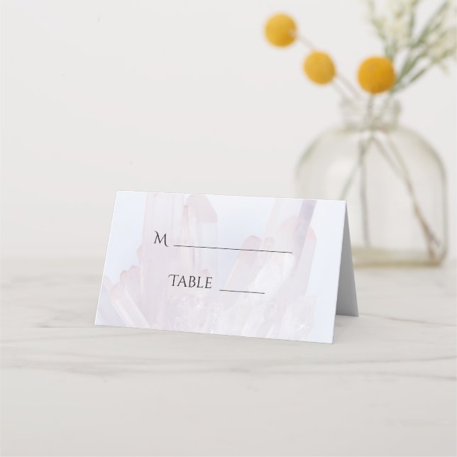Light Lavender Purple Crystals Wedding Place Card (Back)