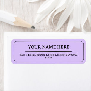 Light Lavender Simple Minimalist Name Address