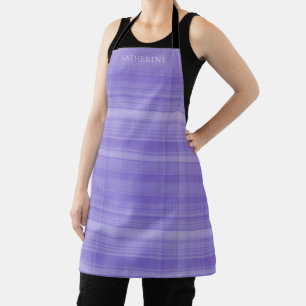 Light Lavender Violet Purple Checkered Pattern Apron
