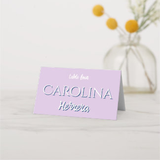 Light Lilac Cream Stripe Minimalist Guest Name Place Card
