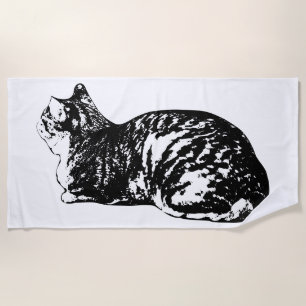 Light Lines, Resting Cat Beach Towel