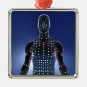 Light map of acupuncture points metal ornament