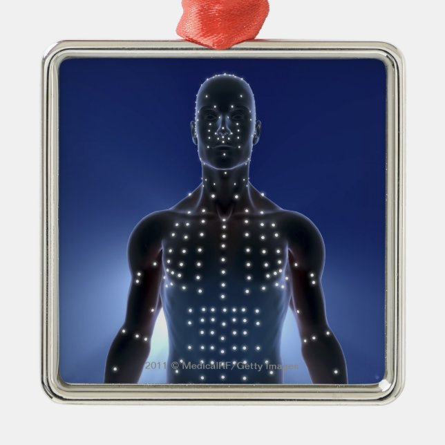 Light map of acupuncture points metal ornament (Front)