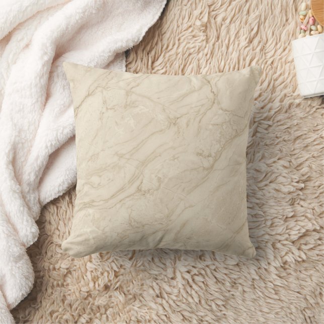 Light Marble Neutral Modern Refined Style Throw Pillow (Blanket)