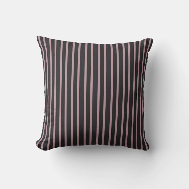 Light Mauve and Thunder Gray Stripes Throw Pillow (Front)