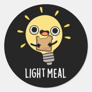 Light Meal Funny Electric Bulb Pun Dark BG Classic Round Sticker