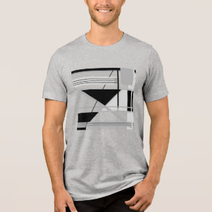 Light & Medium Grey Black Geometric Abstract Art  Tri-Blend Shirt