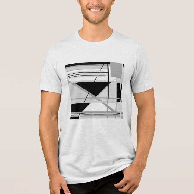 Light & Medium Grey Black Geometric Abstract Art  Tri-Blend Shirt (Front)