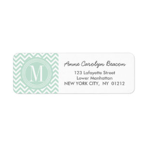 Light Mint Chevron Zigzag Personalized Monogram