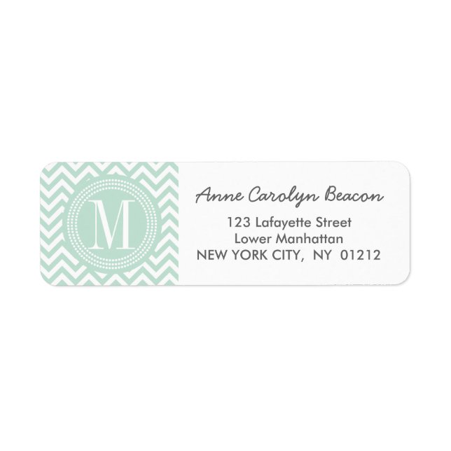 Light Mint Chevron Zigzag Personalized Monogram (Front)