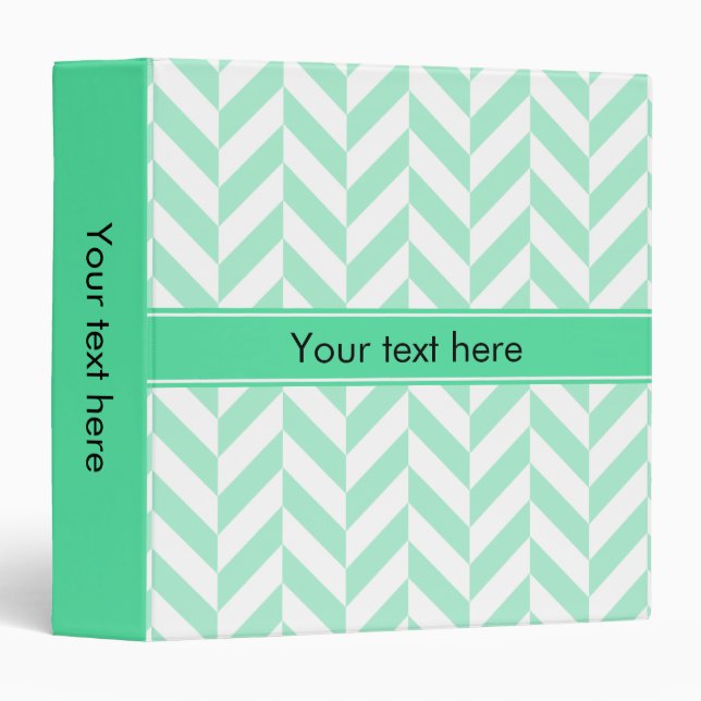 Light Mint Green Chevron Pattern Binder (Front/Spine)