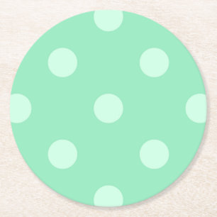 Light Mint Green Dots Classic Elegant Template Round Paper Coaster