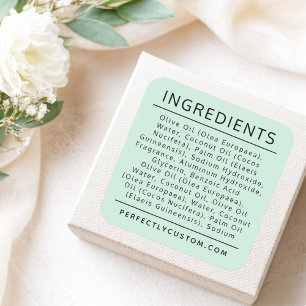 Light mint green ingredient list product label