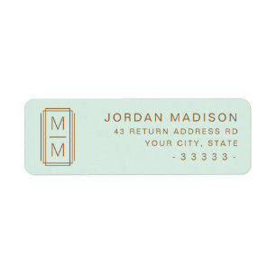 Light mint green monogram return address