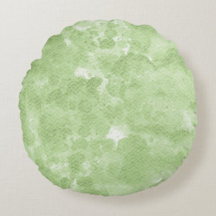 Light Mint Green Watercolor Splash Pattern Round Pillow