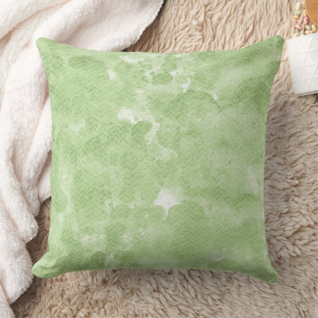 Light Mint Green Watercolor Splash Pattern Throw Pillow (Blanket)