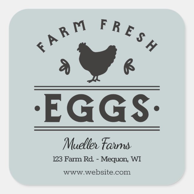 Light Mint Personalized Farm Fresh Eggs Square Sticker (Front)
