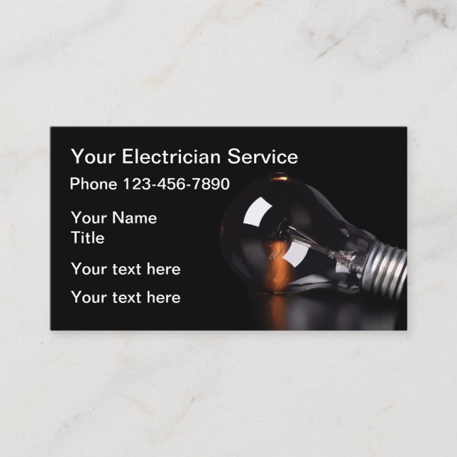 Light Modern Electrician Business Card (Front)