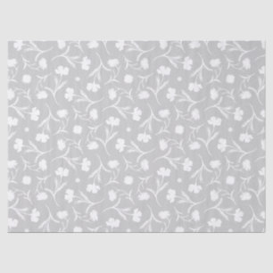 Light Modern Floral Pattern Chic Elegant Cute Grey Tissue Paper