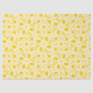 Light Modern Floral Pattern Elegant Cute Yellow Tissue Paper