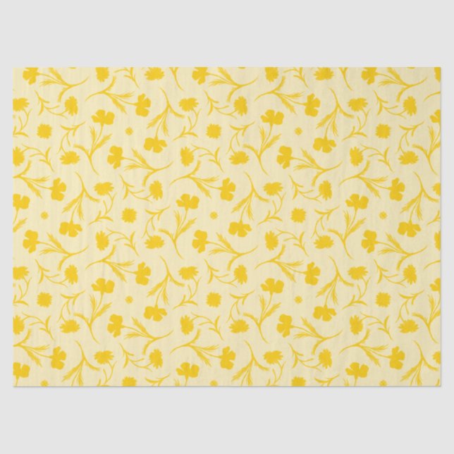 Light Modern Floral Pattern Elegant Cute Yellow Tissue Paper (Front)