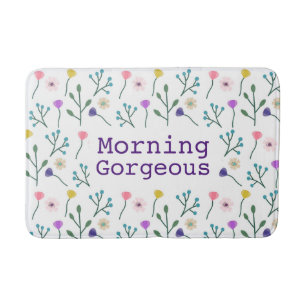 Light Modern Floral Pattern White Morning Gorgeous Bath Mat