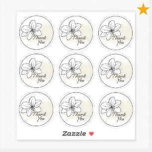 Light Modern Minimal Gray Flower Drawing Thank You