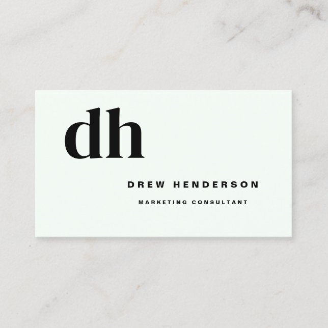 Light Monogram Minimalist Modern Professional Business Card (Front)