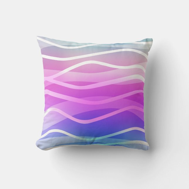 Light Multicolor, Rainbow layout with flat lines.  Throw Pillow (Front)