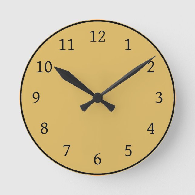 Light Mustard Yellow Solid Colour Round Clock (Front)