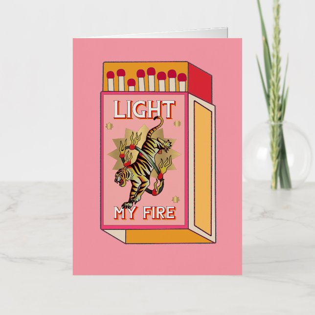 Light My Fire Matchbox Art Foil Greeting Card (Front)