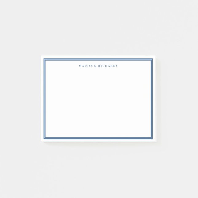 Light Navy Blue Border Basic Personalized  Post-it Notes (Front)