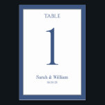 Light Navy Blue Border Wedding Table Number Card<br><div class="desc">A classic navy blue and white wedding table number card that can be customized with any table number. The graphics appear on both sides of this card.</div>