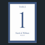 Light Navy Blue Border Wedding Table Number Card<br><div class="desc">A classic navy blue and white wedding table number card that can be customized with any table number. The graphics appear on both sides of this card.</div>