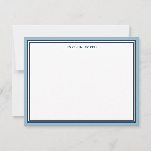 Light & Navy Blue Borders Add Your Name Card (Front)