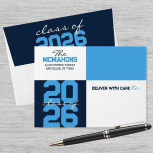 Light & Navy Color Block Return Address Graduation Envelope