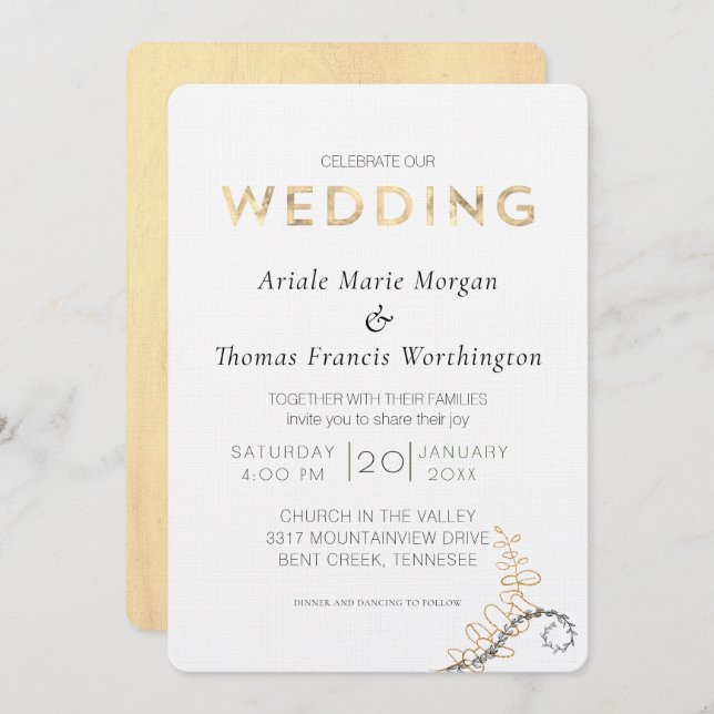 Light Oakwood Modern Invitation (Front/Back)