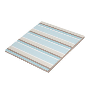 Light Ocean Blue Beige Brown White Stripes Pattern Tile