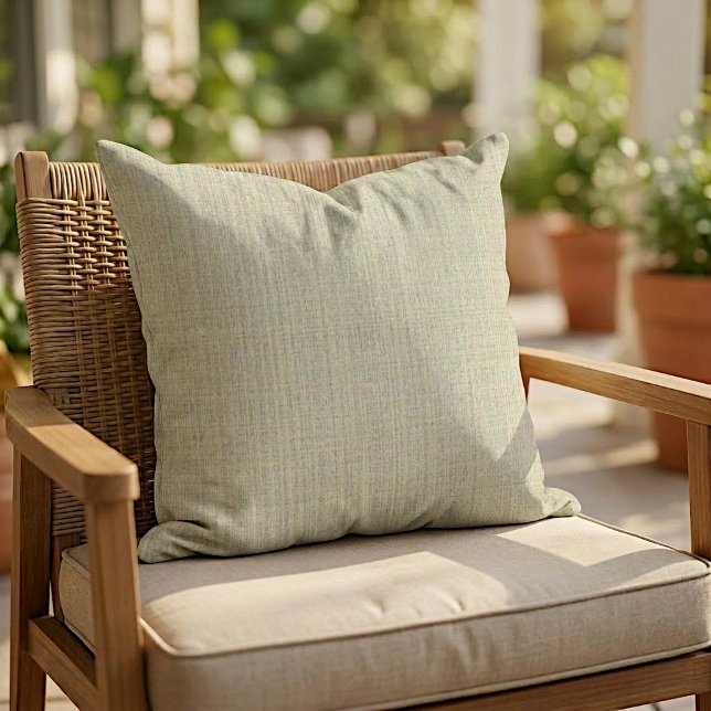 Light Ochre Beach Sand Grey Weave Pattern Outdoor Pillow (Creator Uploaded)