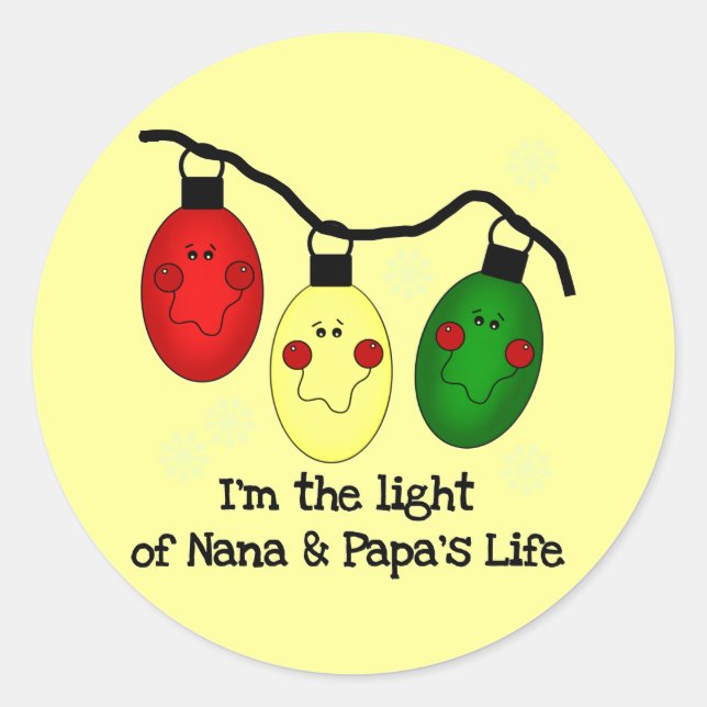 Light of Nana and Papa's Life Tshirts and Gifts Classic Round Sticker (Front)